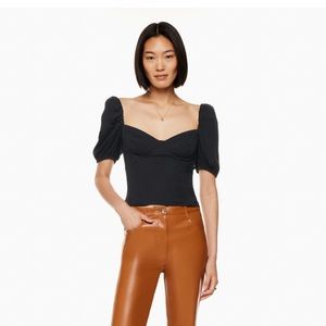 Aritzia Novella Shortsleeve Blouse in Black